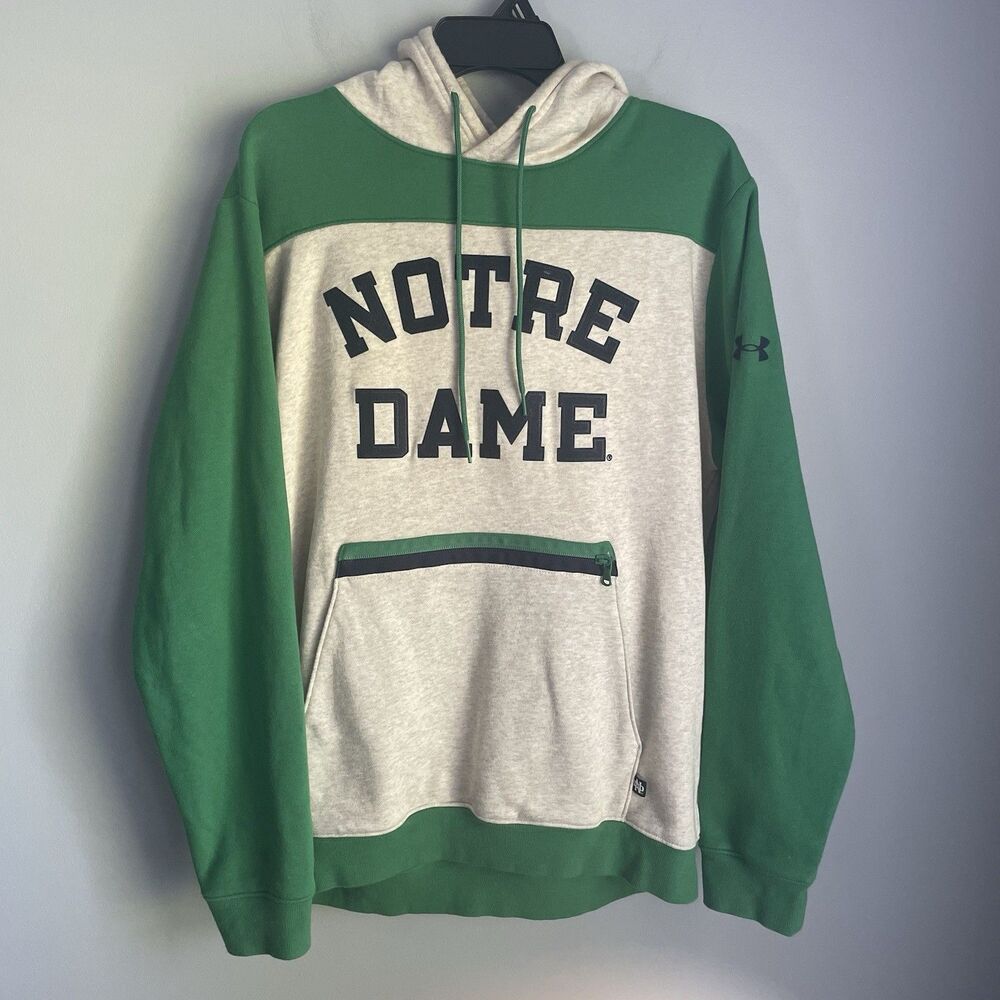Notre Dame Sweatshirt Size L Fighting Irish Embroidered Under Armour Mens Hoodie